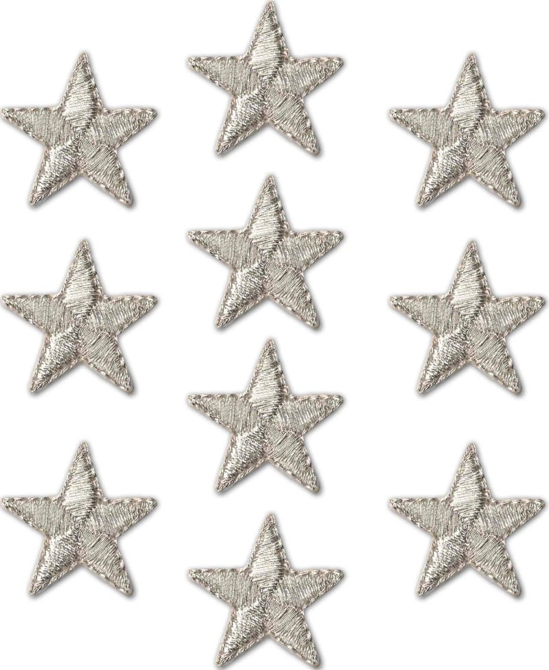 Laughing Lizards Iron On Star Patches Embroidered Patch Applique Embellishments for Clothing  Jackets  Backpacks  and Decorations (Silver  1"")